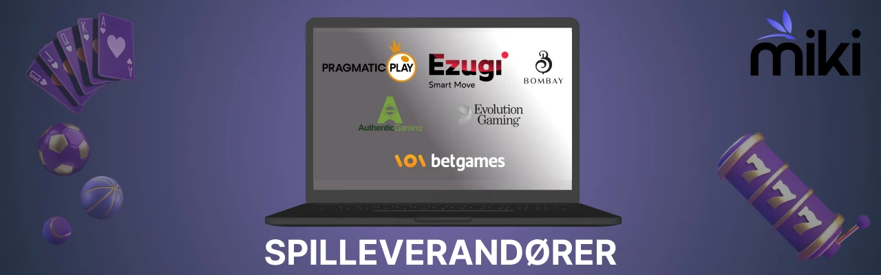 Spilleverandører på miki live kasino