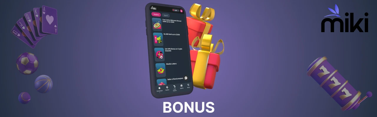 Miki live casino bonus