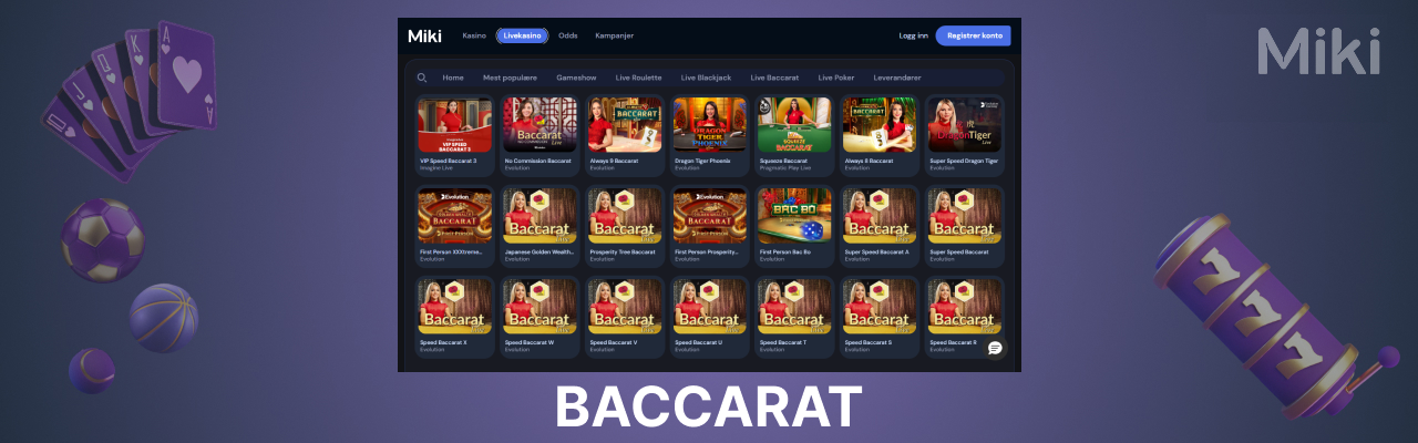 Beste baccarat casinoer i norge